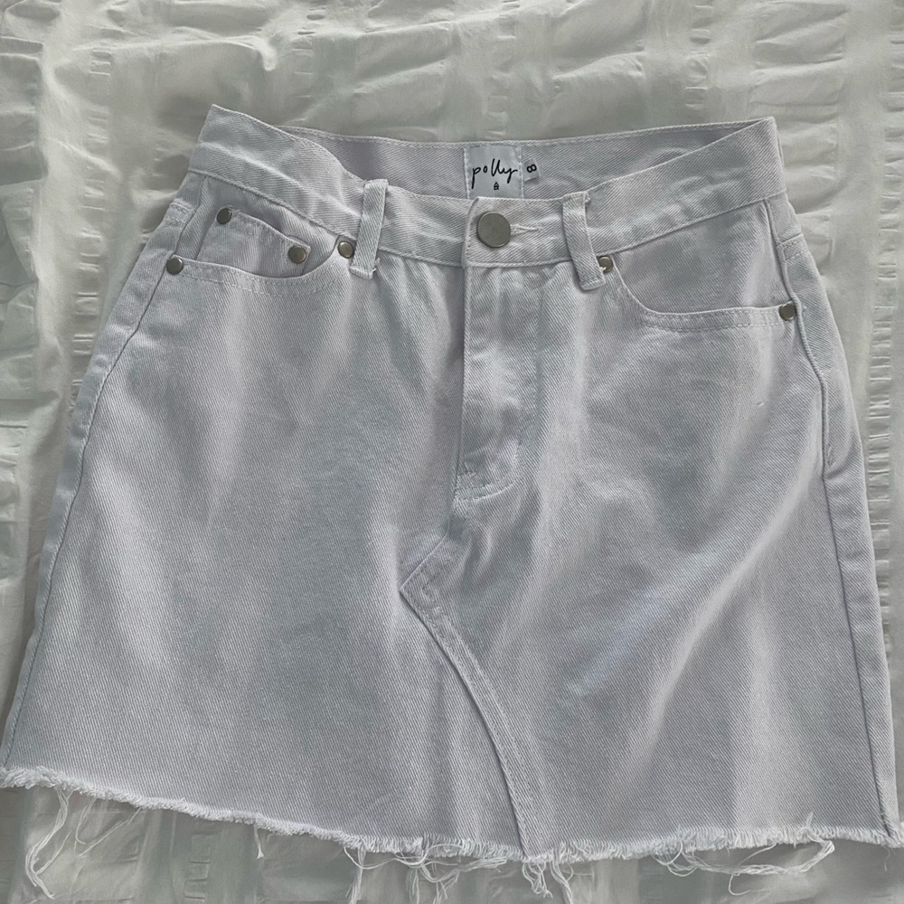 Princess Polly White Denim Skirt